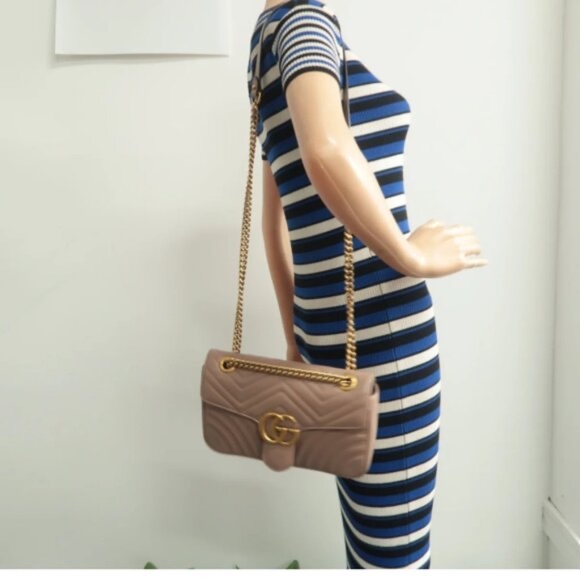 100% Authentic GUCCI GG Marmont Brown Leather Shoulder Bag - Picture 12 of 12